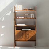 Woodesk Alba Masif Ahşap 140x75 Kitaplık ve Raf Ünitesi Tik Renk Cpt4676-50