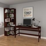 Woodesk Bohem, Ahşap, Çalışma Masası ve Köşe Kitaplık Takımı, 4 Renk Seçeneği - 150 x 60 cm - Ceviz