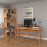Woodesk Bohem, Ahşap, Çalışma Masası ve Köşe Kitaplık Takımı, 4 Renk Seçeneği - 150 x 60 cm - Tik