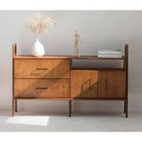 Woodesk CPT4681-140 Holz Masif Ahşap 140x90 CM Tik Renk Dolap