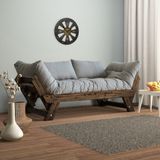 Woodesk CPT8113-210 Adalar Masif Ceviz-Gri Renk Ahşap 2'li Kanepe