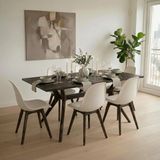 Woodesk Gala, Masif Ahşap, Mutfak, Salon, Balkon, Masa Takımı (Masa + 4 Sandalye) - 140 x 80 - Ceviz