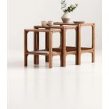 Woodesk Line, Masif Ahşap Zigon Sehpa, 50X50, Tik Renk, Cpt4740-50