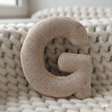 Woodesk Litera, G Harfi, Yastık, Kırlent, Elyaf Dolgulu, Welsoft Kumaş, 40 Cm Bej