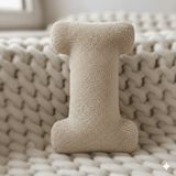 Woodesk Litera, I Harfi, Yastık, Kırlent, Elyaf Dolgulu, Welsoft Kumaş, 40 Cm Bej