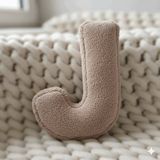 Woodesk Litera, J Harfi, Yastık, Kırlent, Elyaf Dolgulu, Welsoft Kumaş, 40 Cm Bej