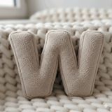 Woodesk Litera, W Harfi, Yastık, Kırlent, Elyaf Dolgulu, Welsoft Kumaş, 40 Cm Bej