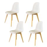 Woodesk Monza Ağaç Ayaklı, Minderli, 4 ADET Beyaz Eames Sandalye SND3016-4BYZ