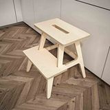 Woodesk Pikola, Ahşap Merdiven, Tabure Ve Raflı Sehpa, Natural Renk, Cpt3001-47 Çam