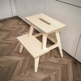 Woodesk Pikola, Ahşap Merdiven, Tabure ve Raflı Sehpa, Natural Renk, CPT3001-47 - Naturel