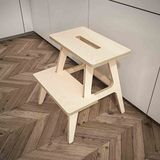 Woodesk Pikola, Masif Ahşap Merdiven, Tabure Ve Raflı Sehpa, Natural Renk, Cpt3001-47