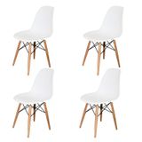 Woodesk SND3009-4BYZ Luna Ağaç Ayaklı 4 Adet Eames Beyaz Sandalye