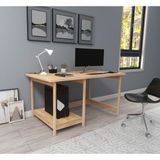 Woodface Lisa Çalışma Masası 120X75 Doğal Ahşap 2 Bölüm Özel Tasarım Uyumlu Görünüm - 116 x 55 cm