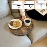 WoodHaus Katlanabilir Masif Ahşap Koltuk Sehpası Minder Arası Tepsi - 35.5X35.5CM - Koyu Kahverengi