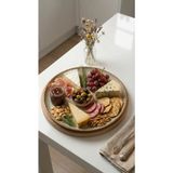 WoodHaus Masif Ahşap Büyük Yuvarlak Supla & Sunum Tabağı – 28 cm Doğal Ahşap Servis Tabağı - Natural