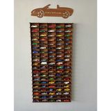 Woodhub 1/64 Oyuncak Araba Rafı Dikey 100'LÜ Ceviz - Ahşap Desenli