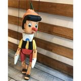 Woodhub 20 cm Asmalı Ipli Pinokyo Tiyatro Gösteri Kuklası Çocuk Oyuncak - Ahşap Desenli