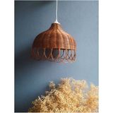 Woodhub 20 x 34 cm Rattan Bambu Hasır Ceviz Rengi Avize E27 Beyaz 1 Bambu Salon / Oturma Odası 30 Modern - Ahşap