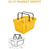 Woodhub 22 Litre Market Sepeti, Alışveriş Sepeti, Saplı Market Sepeti