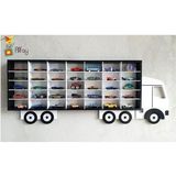 Woodhub 35'li Kamyon Temalı Oyuncak Araba Rafı Garajı (Hotwheels ve Matcbox Arabaları Için Uygundur) - Ahşap Desenli