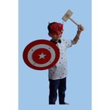 Woodhub 3'lü Ahşap Oyuncak Seti, Kaptan Türkiye Maskesi, Kalkanı ve Ahşap Tor (Thor) Çekici - Ahşap Desenli