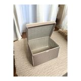 woodhub 3'lü Set Mini Çok Amaçlı Saklama Kutusu Krem Puantiyeli Oyuncak ve Kıyafet Düzenleyici Hurç 30x40x25 cm