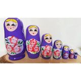 Woodhub Ahşap 7’li Matruşka Bebek - Ahşap Desenli
