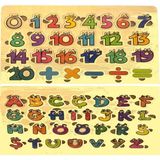 Woodhub Ahşap Harf ve Rakamlar Bultak Puzzle 2'in 1 Set Harf ve Sayıları Öğreniyorum Seti - Ahşap Desenli