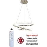 Woodhub Ahşap Malzeme ile 3 Renk Kumandalı Krom Dimmerli LED Avize Şık Tasarım Galaksi - 1