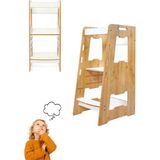 Woodhub Ahşap Montessori Öğrenme Kulesi / 2-6 Yaş / Naturel - Ahşap Desenli