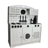 Woodhub Ahşap Oyuncak Mutfak(Ledli-Hazeranlı) - Ahşap Desenli