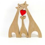 Woodhub Ahşap Oyuncak/biblo Zürafa, Fil, Tavşan Ailesi Özel Tasarım Dekoratif Ahşap Oyuncak - Ahşap Desenli