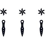 Woodhub Ahşap Samuray Naruto Seti, 3 Ad. Ninja Yıldızı Kohga 3 Ad. Fırlatma Bıçağı Kunai - Ahşap Desenli