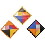 Woodhub Ahşap Tangram Zeka Oyunu 6mm 14X14CM 3 Adet - Ahşap Desenli
