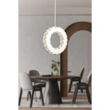 Woodhub Akanay Tekli Krom Ledli 3 Renkli Sarkıt Kristalli Taşlı Modern Tasarım LED Kristal Top Salon Avize - 1 - Ahşap