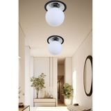 Woodhub Alora Siyah Krom Beyaz Camlı Plafonyer Avize Ahşap Malzeme ile Modern Tasarımda Şık - 1