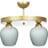 Woodhub Amanda Modern Plofonyer Eskitme Renk Beyaz Camlı Salon - Mutfak 2 Li Avize - 1 - Ahşap