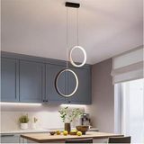 Woodhub Anna Modern Tasarım Siyah - Beyaz Renk Salon Mutfak Beyaz LED 2 Li Avize - 1 - Ahşap