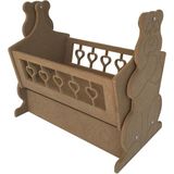 Woodhub Aşap Oyuncak Bebek Beşik - Ahşap Desenli