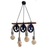 Woodhub Avize Halat Üçlü Otantik Modern Tasarım Makara Avize - 1 - Ahşap