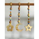 Woodhub Baby Gym Oyun Alanı Oyuncak Beşik Puset Oyuncağı Süsü - Ahşap Desenli