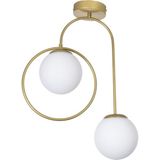 Woodhub Bali Modern Salon - Mutfak - Yatak Odası - Hol Eskitme Renk Gövde Beyaz Cam 2 Li Avize - 1 - Ahşap