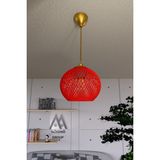 Woodhub Balle Kırmızı Sarkıt Top Avize Gold Kablo - 1 - Ahşap