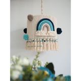 Woodhub Bebek / Çocuk Odası El Işçiliği Makrome Gökkuşaklı Avize - 1'li - Ahşap