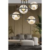 Woodhub Becca 4'lü Siyah Eskitme Bal Camlı Top Avize Modern Oturma Odası Salon Avize - 1 - Ahşap