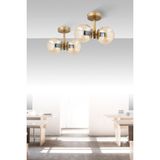 Woodhub Çakra 2'li Bal Rengi Glob Camlı Modern Eskitme Plafonyer Avize - 1 - Ahşap