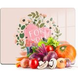 Woodhub Cam Kesme Tahtası Pembe For You Yazı Desenli 30 X 40 cm