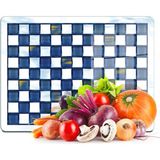 Woodhub Cam Kesme Tahtası ve Sunumluk ve Sunum Tabağı Mackenzie Mavi Beyaz 30 X 40 cm