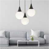 Woodhub Damla 3lü Yuvarlak Siyah Beyaz Camlı Sarkıt Modern Genç Odası Mutfaksalon Avize - 1 - Ahşap