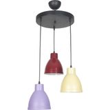 Woodhub Denis Modern Tasarım Lila Krem Bordo Renk Metal Cafe - Mutfak 3 Lü Avize - 1 - Ahşap